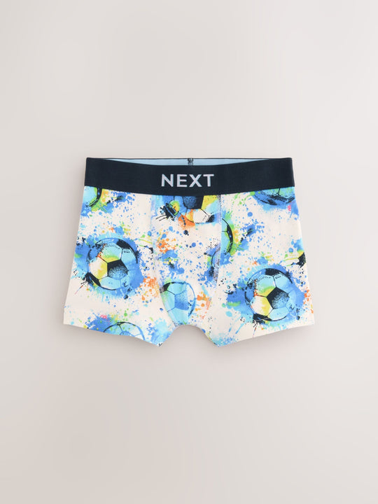 Blue Football Print Boxers 5 Pack (2-16yrs)