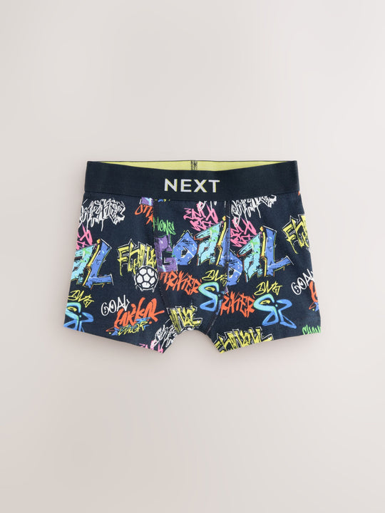 Blue Football Print Boxers 5 Pack (2-16yrs)