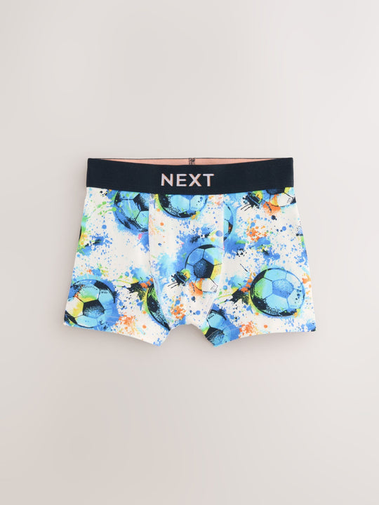 Blue Football Print Boxers 5 Pack (2-16yrs)