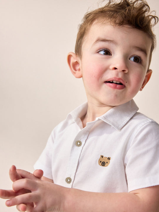 White Character Short Sleeve Oxford Shirt (3mths-7yrs)