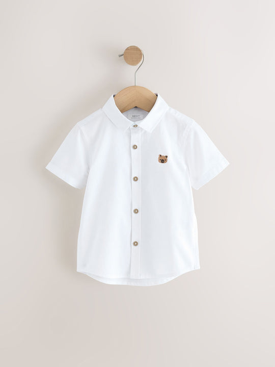 White Character Short Sleeve Oxford Shirt (3mths-7yrs)