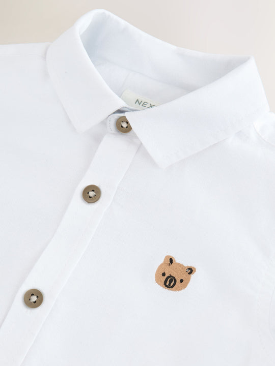 White Character Short Sleeve Oxford Shirt (3mths-7yrs)