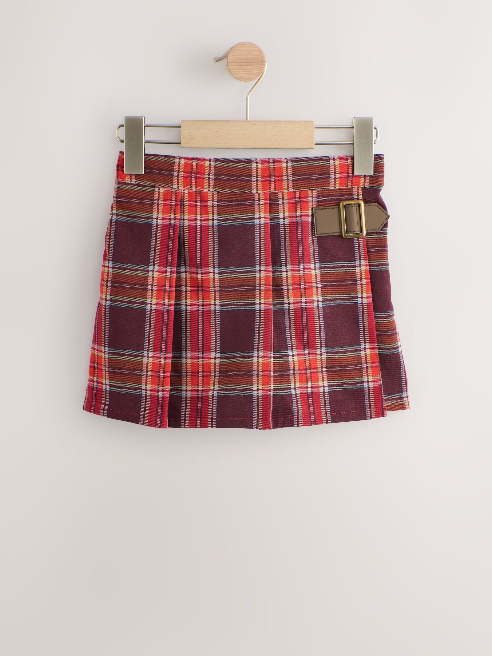 Burgundy Red Check Skort and Tights Set (3mths-7yrs)