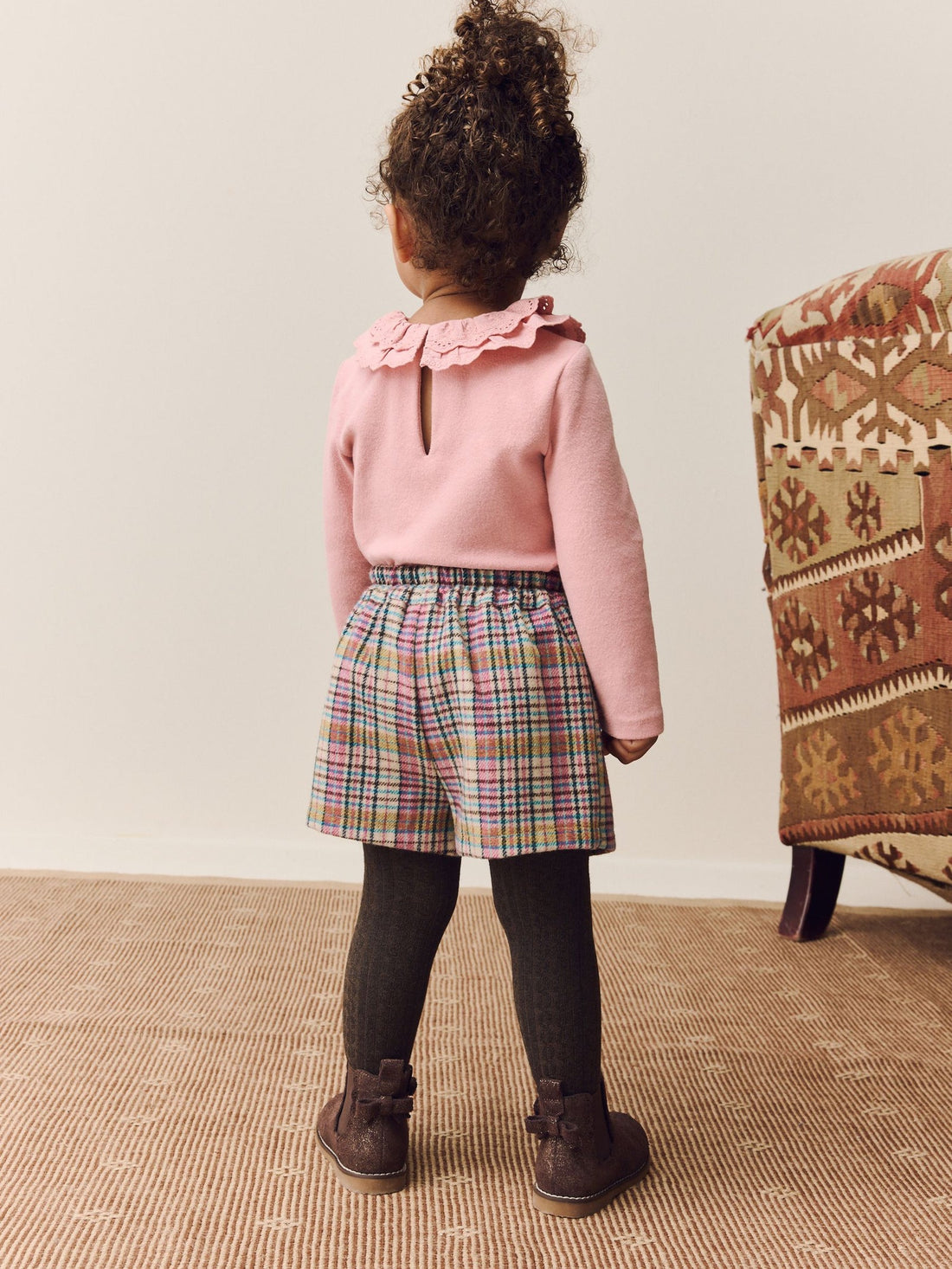 Pink/Mink Check Skirt and Tights Set (3mths-7yrs)
