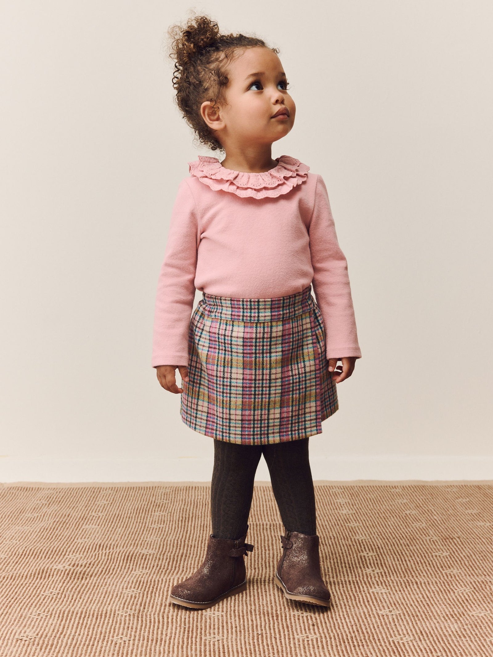Pink/Mink Check Skirt and Tights Set (3mths-7yrs)