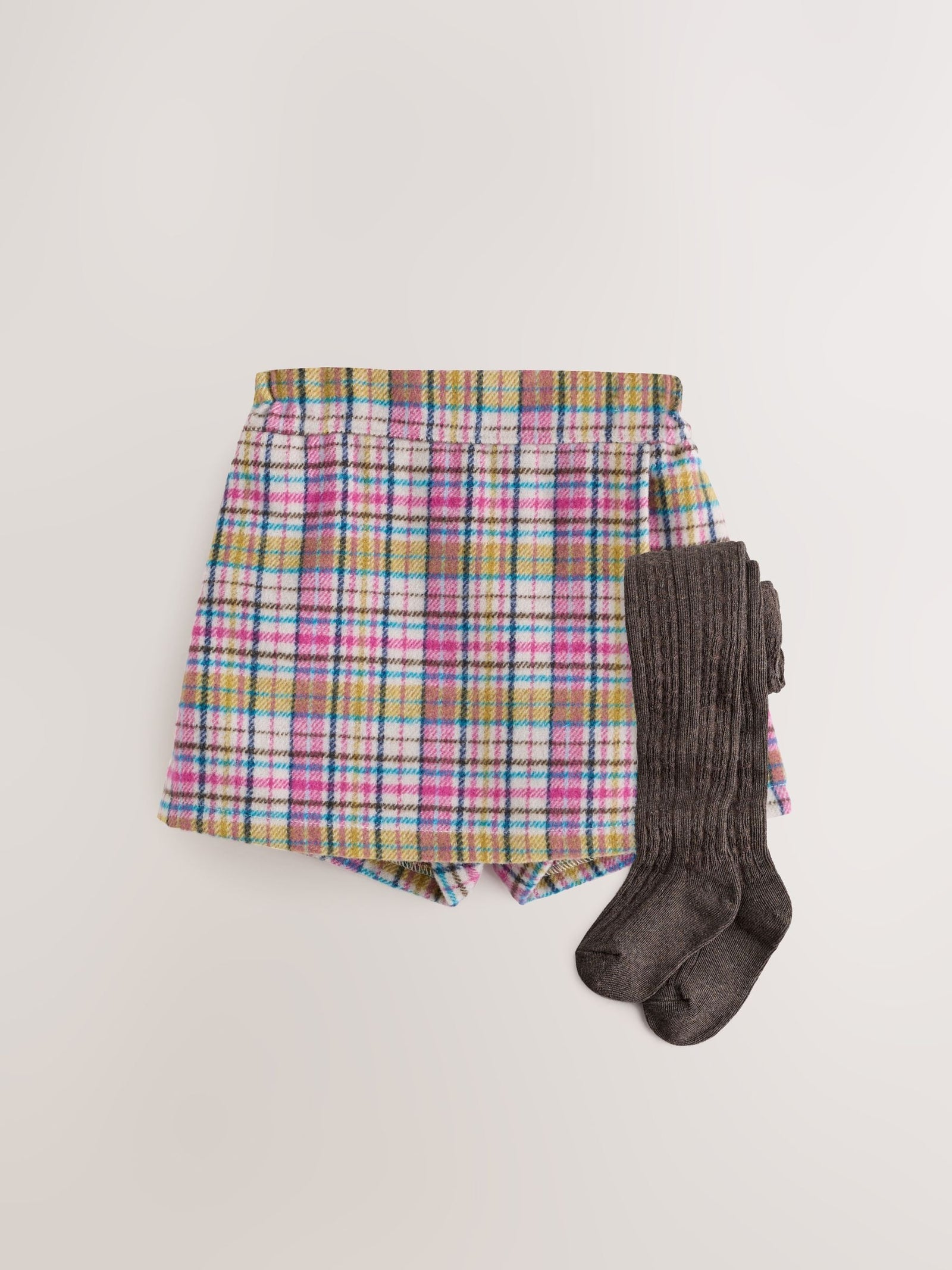 Pink/Mink Check Skirt and Tights Set (3mths-7yrs)