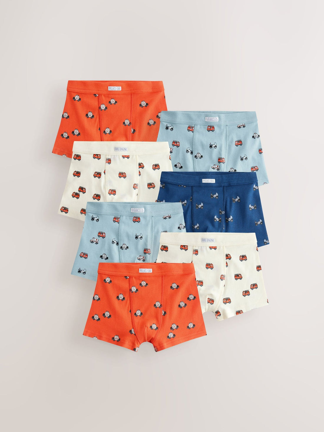 Red/Blue Emergency Vehicles Boxers 7 Pack (2-10yrs)