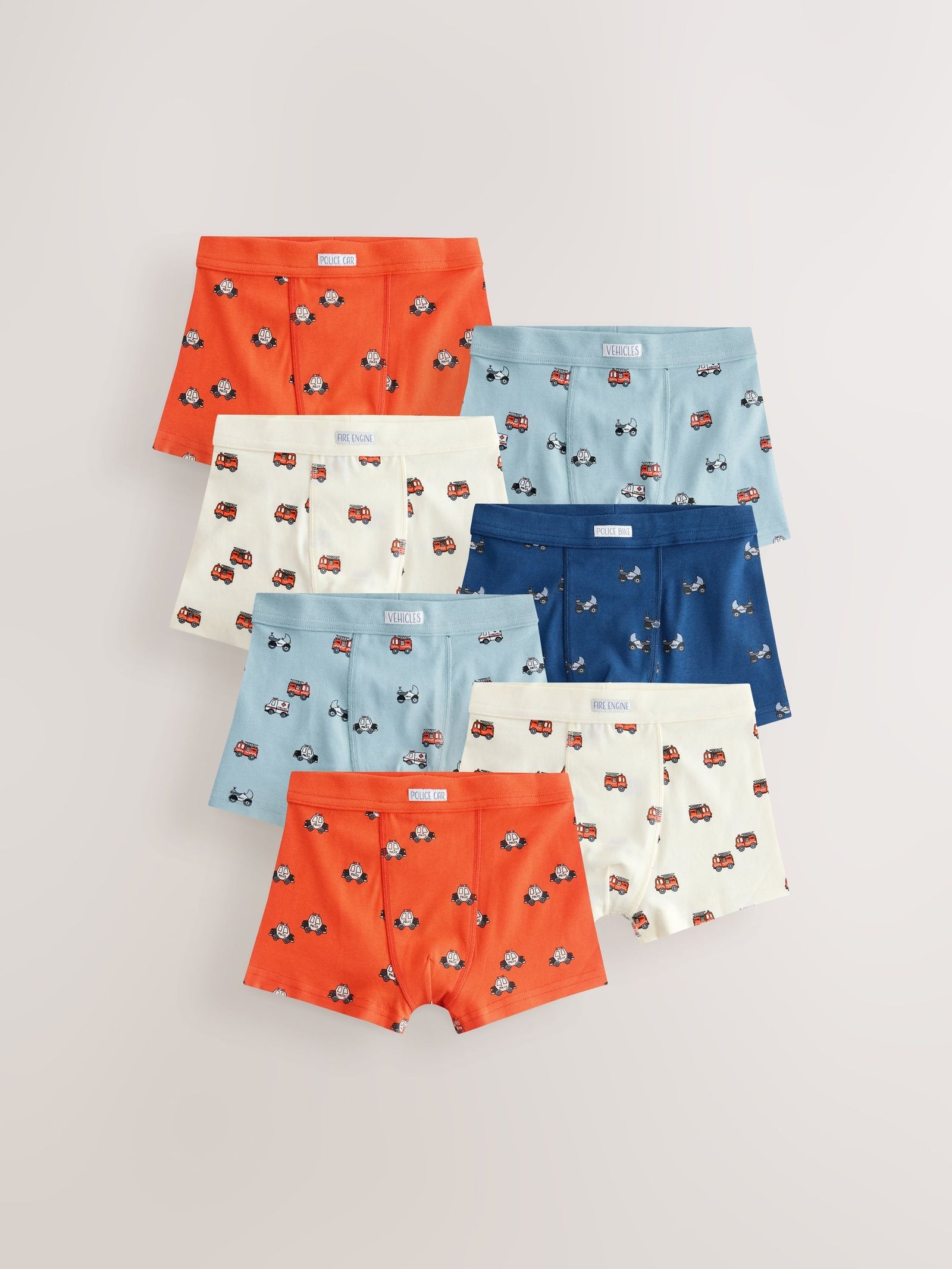 Red/Blue Emergency Vehicles Boxers 7 Pack (2-10yrs)