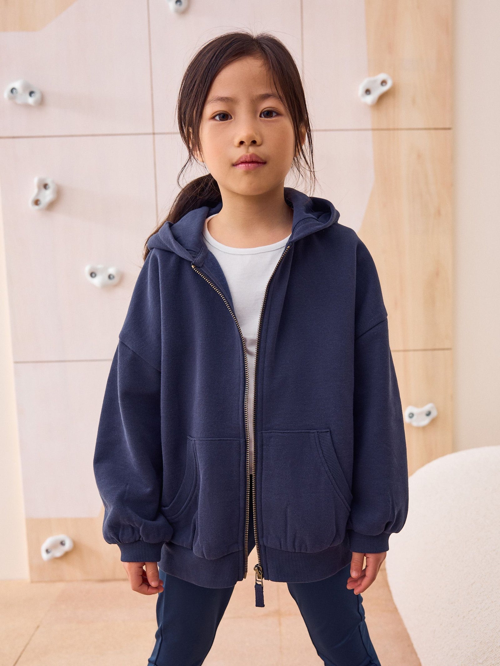 Navy Cotton Rich Zip Through Sports Hoodie (3-16yrs)