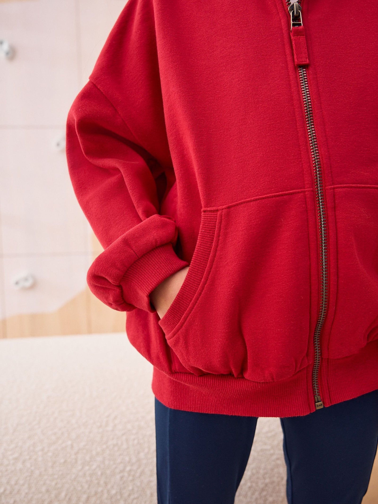 Red Cotton Rich Zip Through Sports Hoodie (3-16yrs)