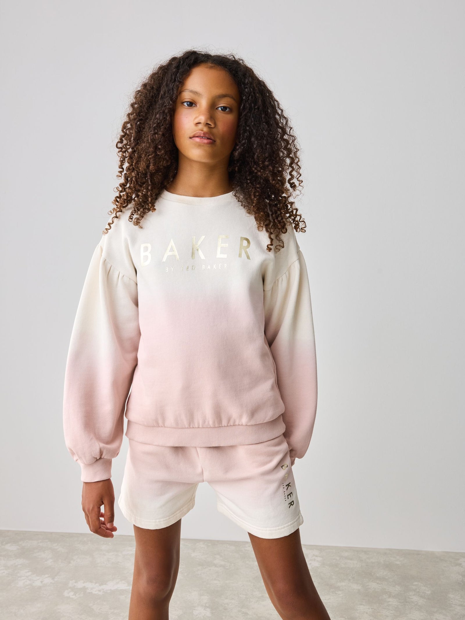 Baker by Ted Baker Pink/Lilac 2 Piece Ombre Sweatshirt & Shorts Set
