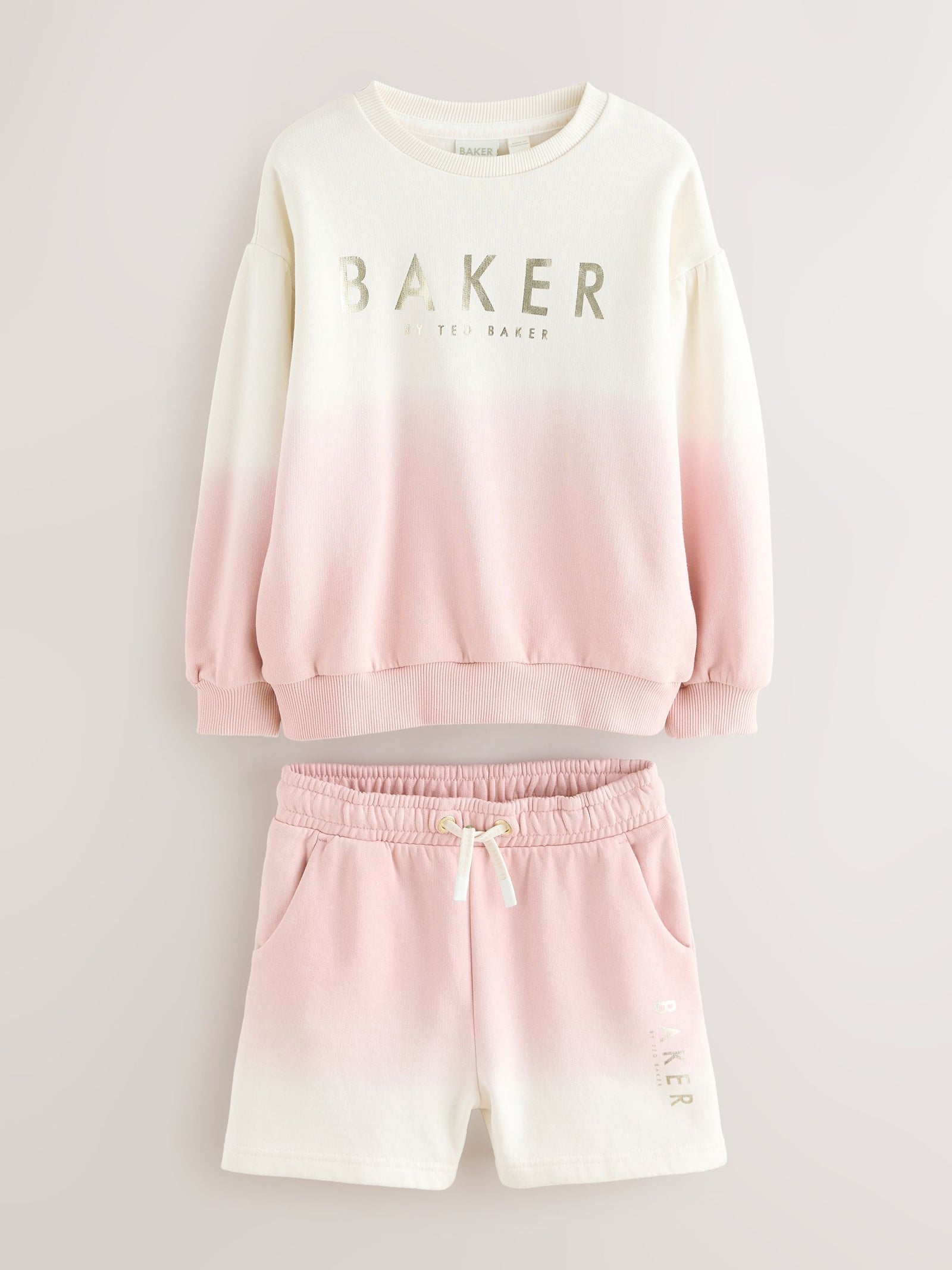 Baker by Ted Baker Pink/Lilac 2 Piece Ombre Sweatshirt & Shorts Set