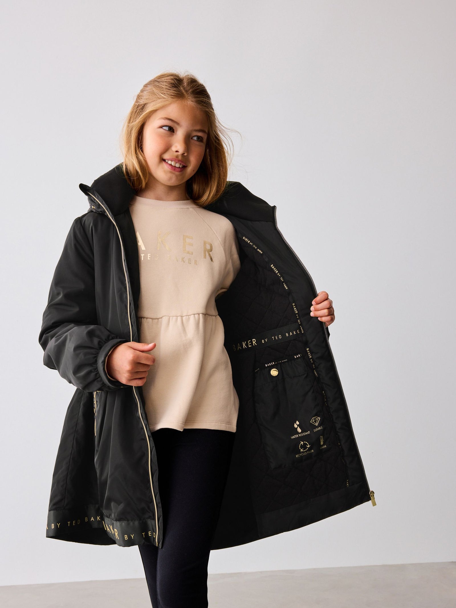 Baker by Ted Baker Shower Resistant Branded Hem Raincoat