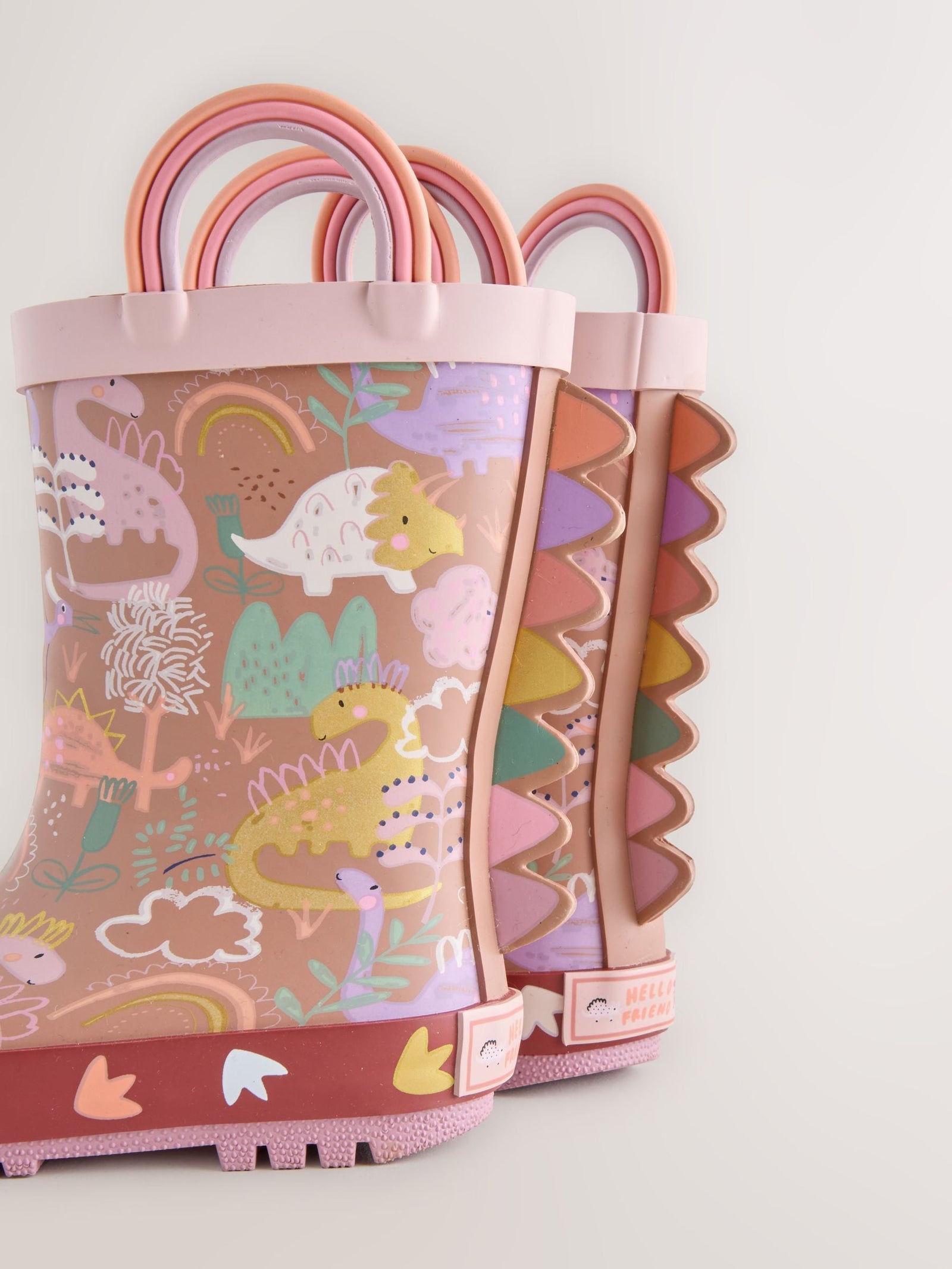 Neutral Dino Handle Wellies