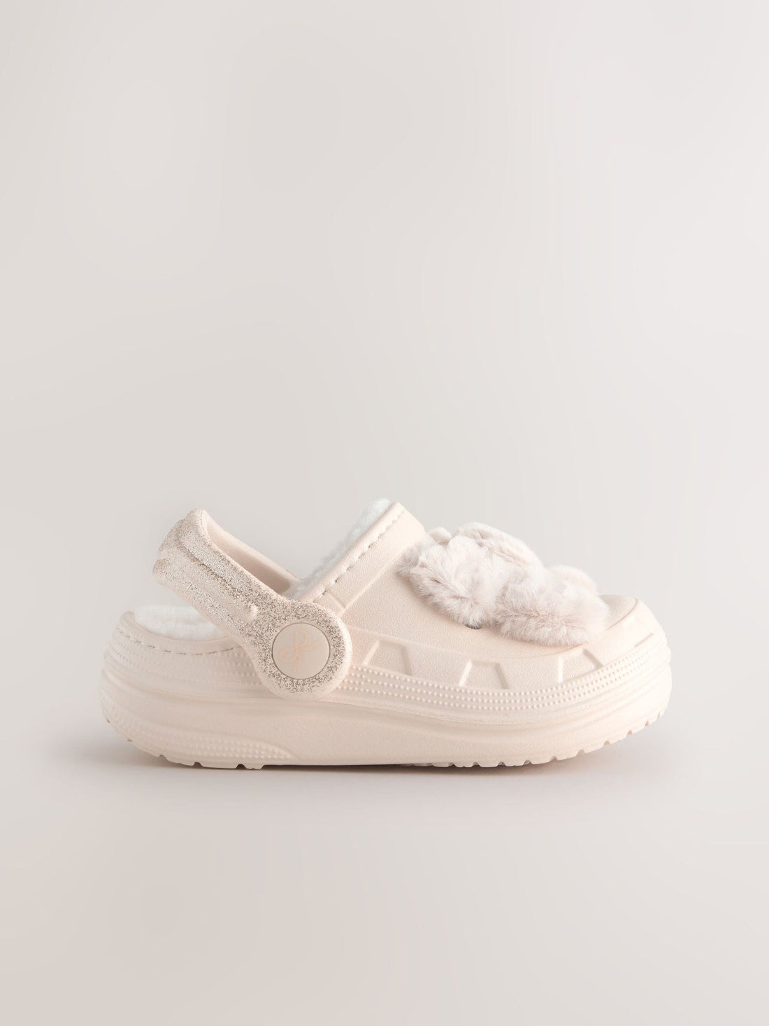 Bone Faux Fur Lined Clog Slippers