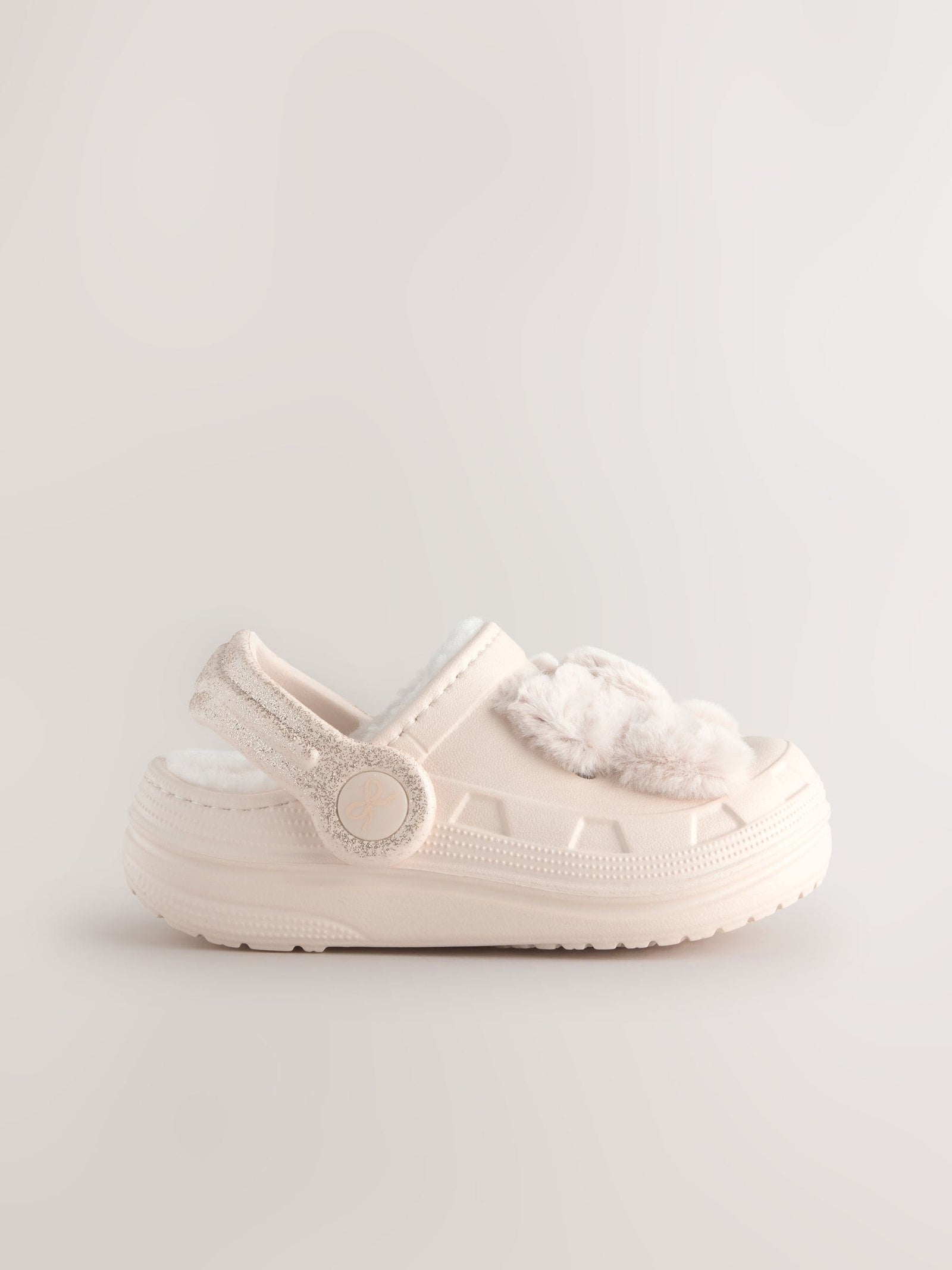 Bone Faux Fur Lined Clog Slippers