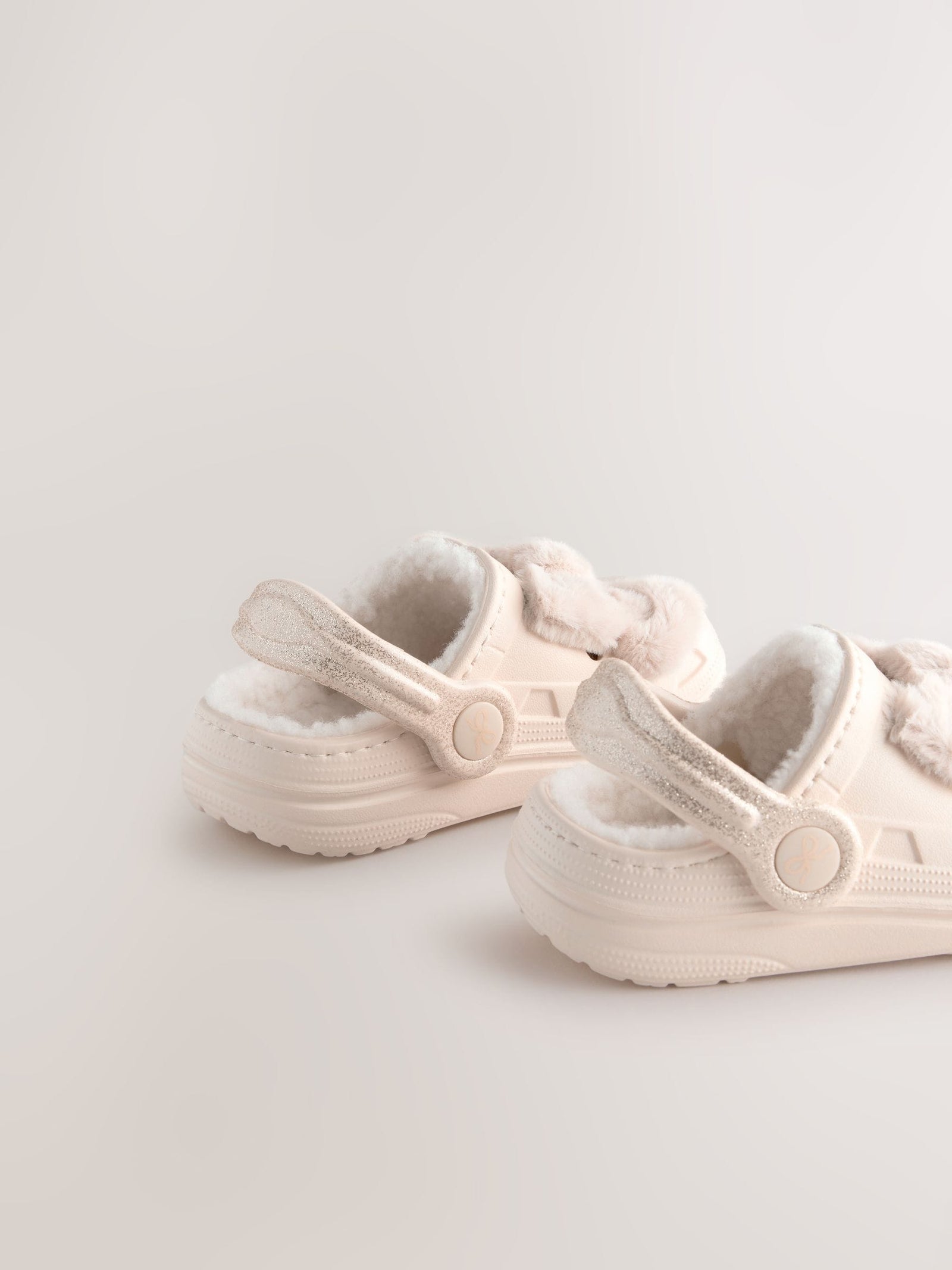 Bone Faux Fur Lined Clog Slippers
