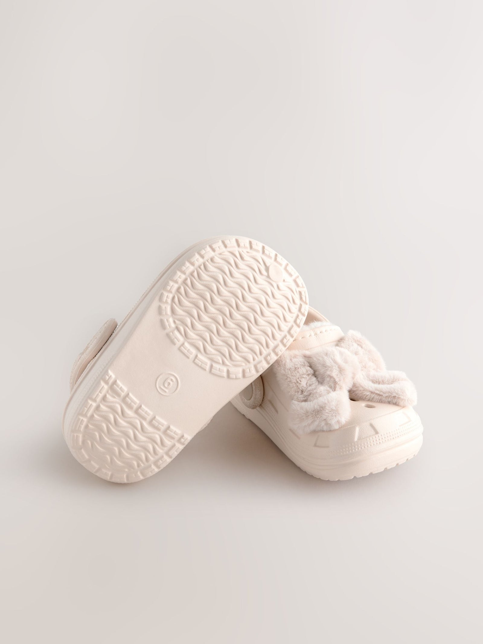 Bone Faux Fur Lined Clog Slippers