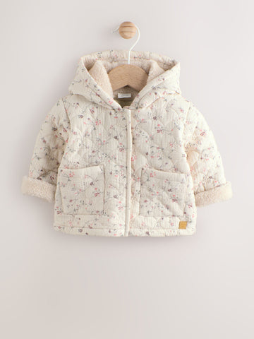 Ecru Floral Baby Crinkle Jersey Coat (0mths-2yrs)