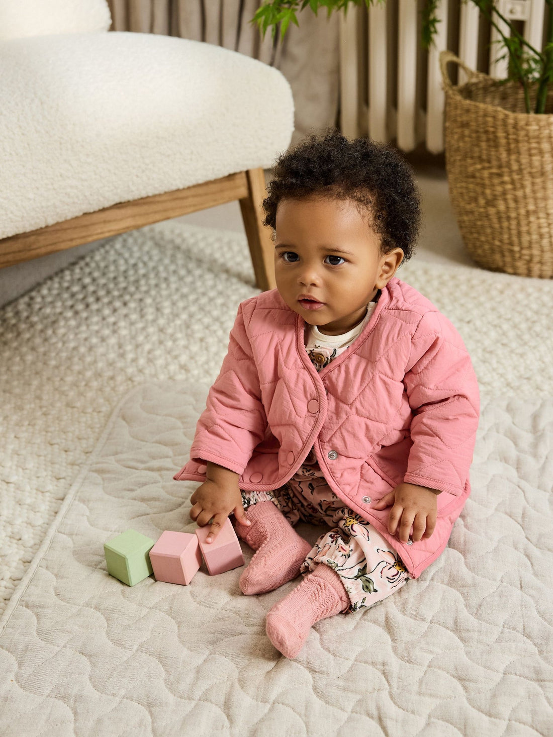 Pink Nylon Baby Quilted Lightweight Jacket (0mths-2yrs)