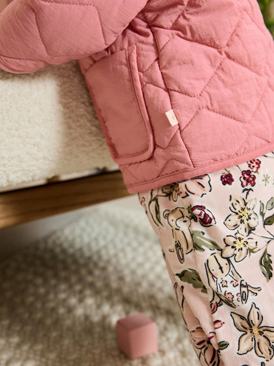 Pink Nylon Baby Quilted Lightweight Jacket (0mths-2yrs)