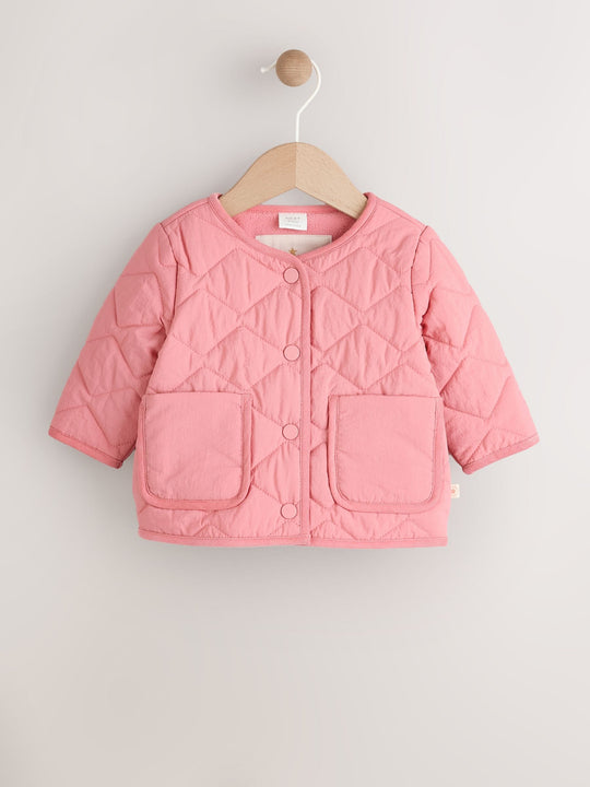 Pink Nylon Baby Quilted Lightweight Jacket (0mths-2yrs)