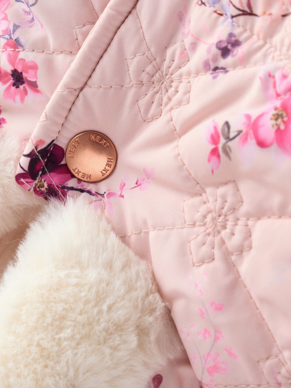 Pink Puffer Floral Baby Coat (0mths-2yrs)