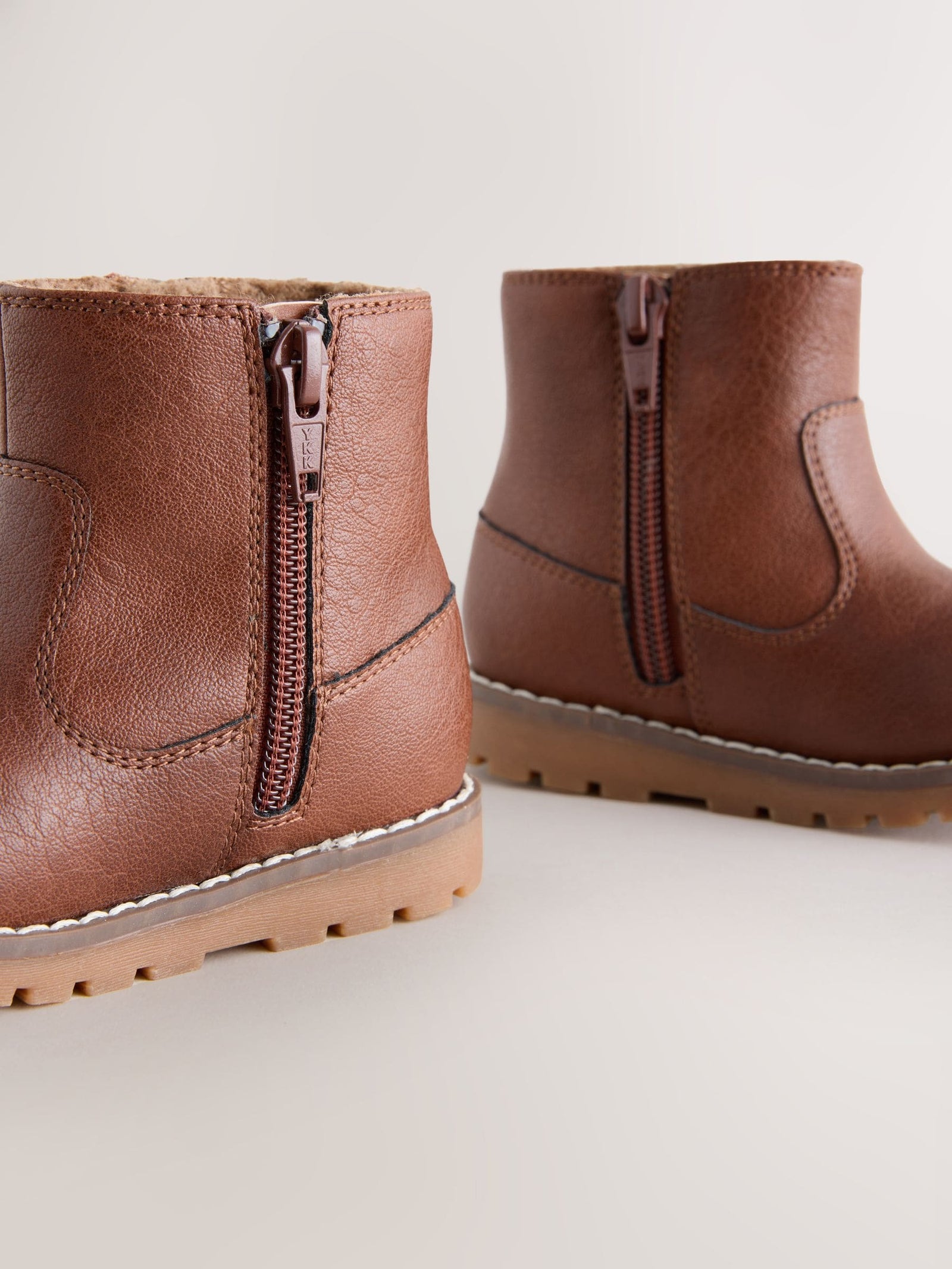 Tan Brown Standard Fit (F) Chelsea Zip Tassel Ankle Boots