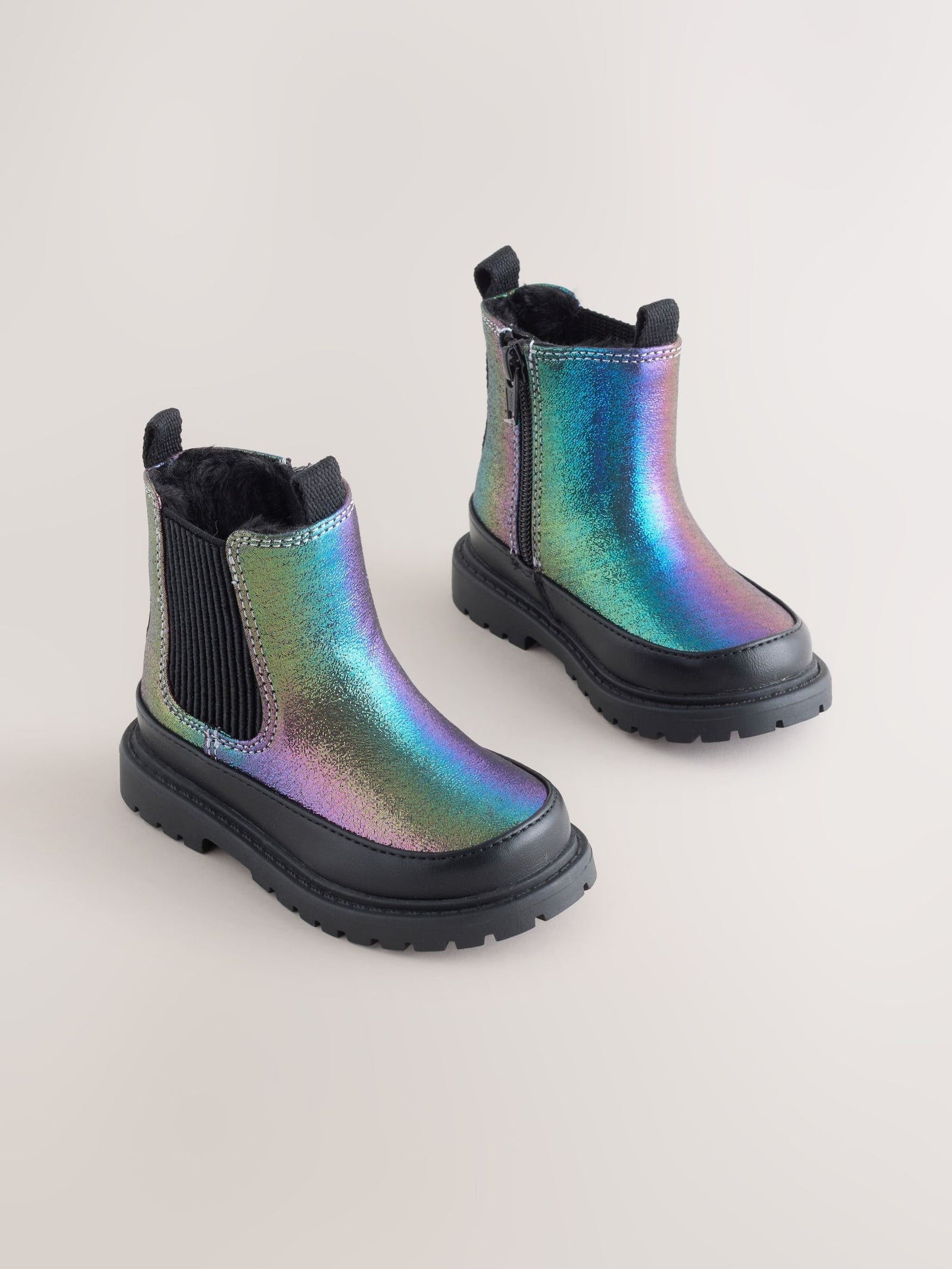 Multi Rainbow Chunky Chelsea Ankle Boots