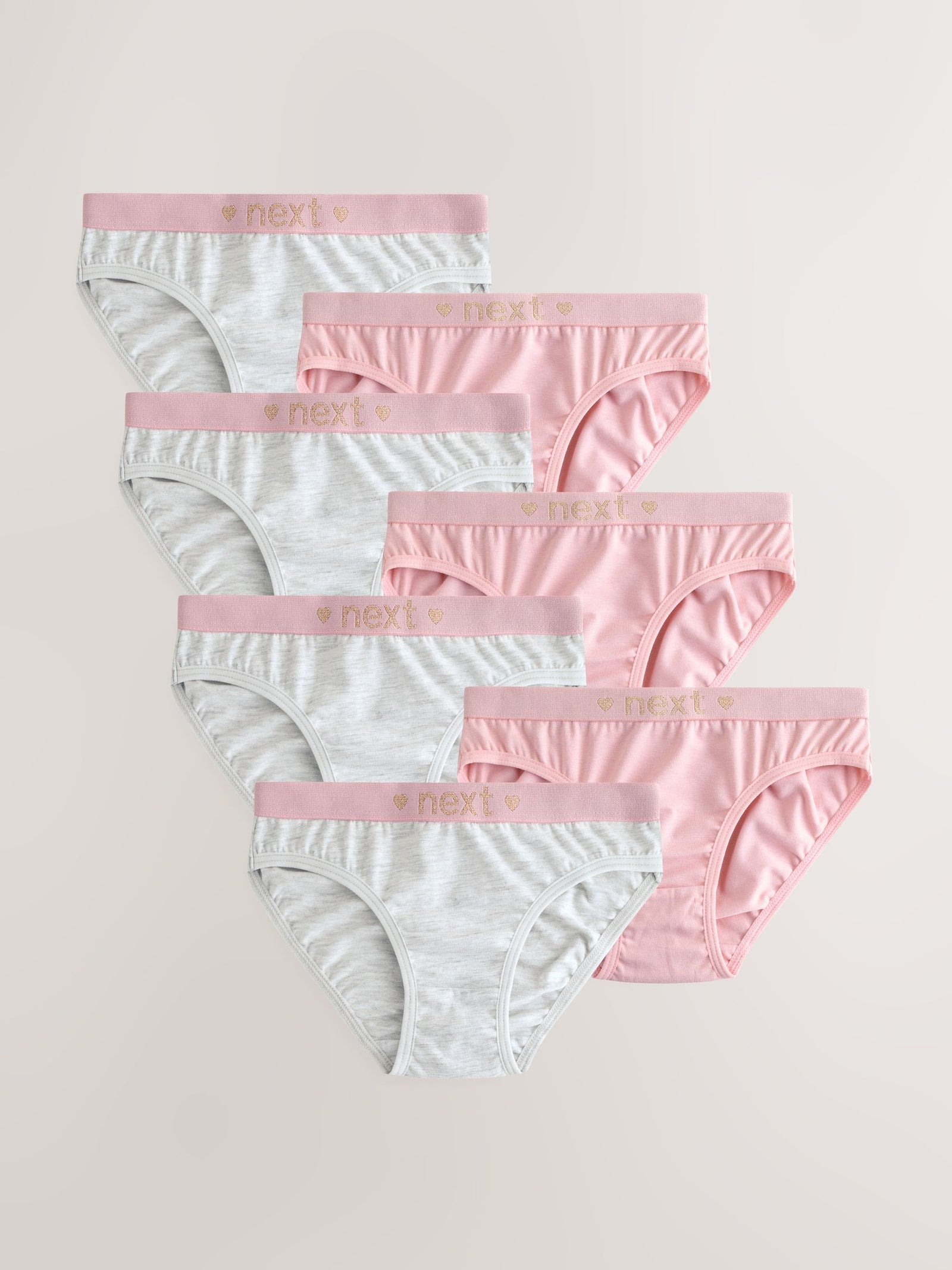 Pink/Grey Bikini Briefs 7 Pack (5-16yrs)