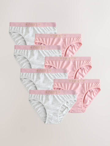 Pink/Grey Bikini Briefs 7 Pack (5-16yrs)