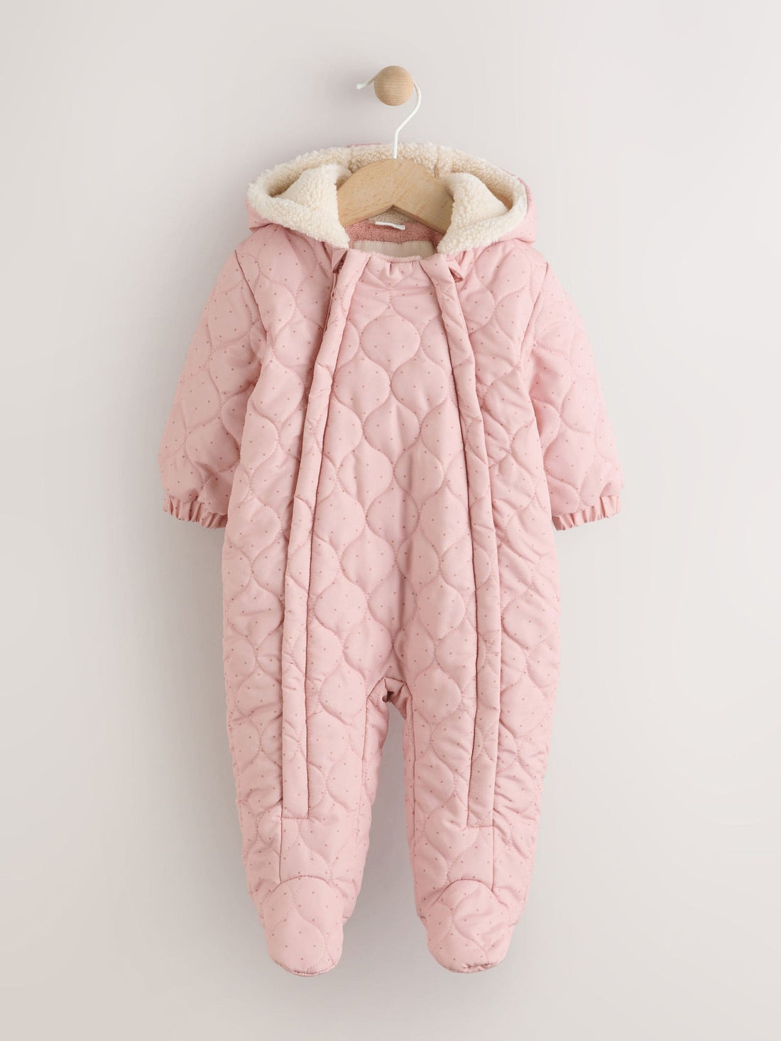 Pink Baby Quilted Nylon Pramsuit immediate