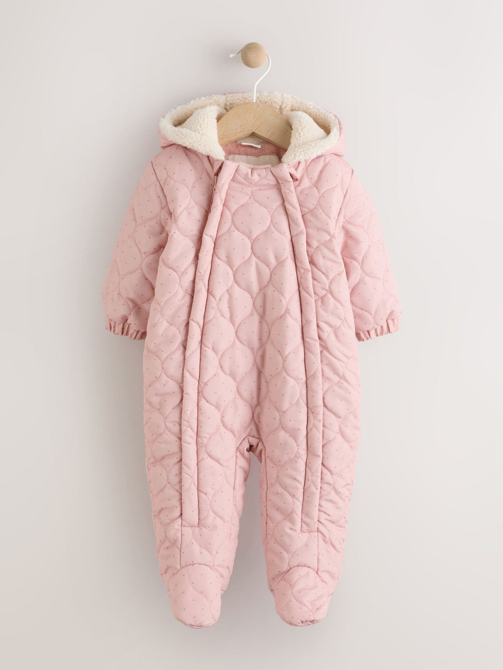 Pink Baby Quilted Nylon Pramsuit immediate