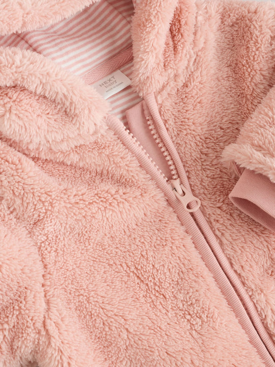 Pink Fleece Baby Pramsuit (0mths-2yrs)