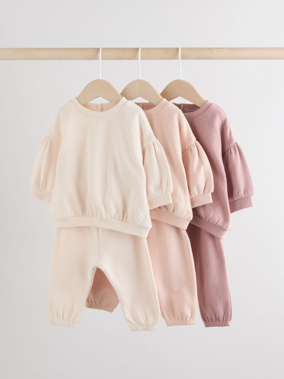 Cream/Pink Baby Sweatshirt & Joggers 6 Piece Set (0mths-2yrs)