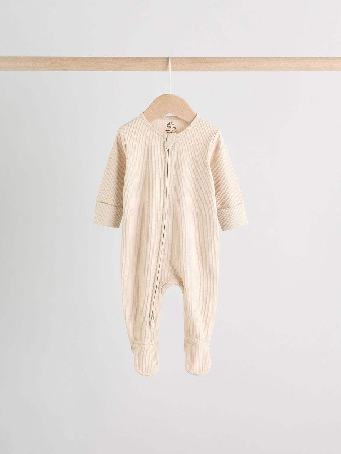 Beige Baby Two Way Zip Sleepsuits 3 Pack (0-2yrs)