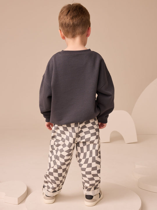 Charcoal Checkerboard Long Sleeve T-Shirt & Trousers Set (3mths-7yrs)