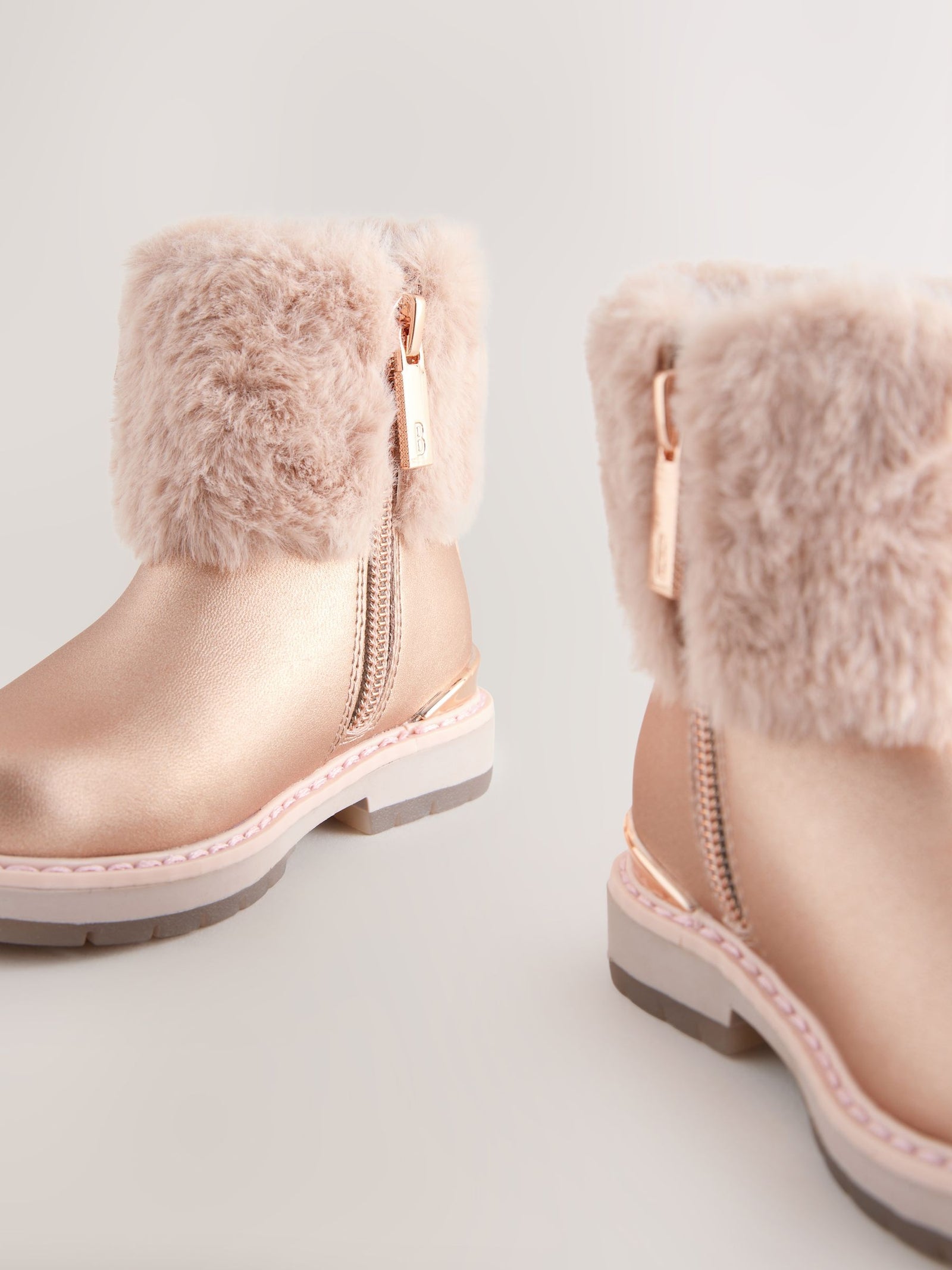 Baker by Ted Baker Girls Faux Fur Cuff Boots with Bow