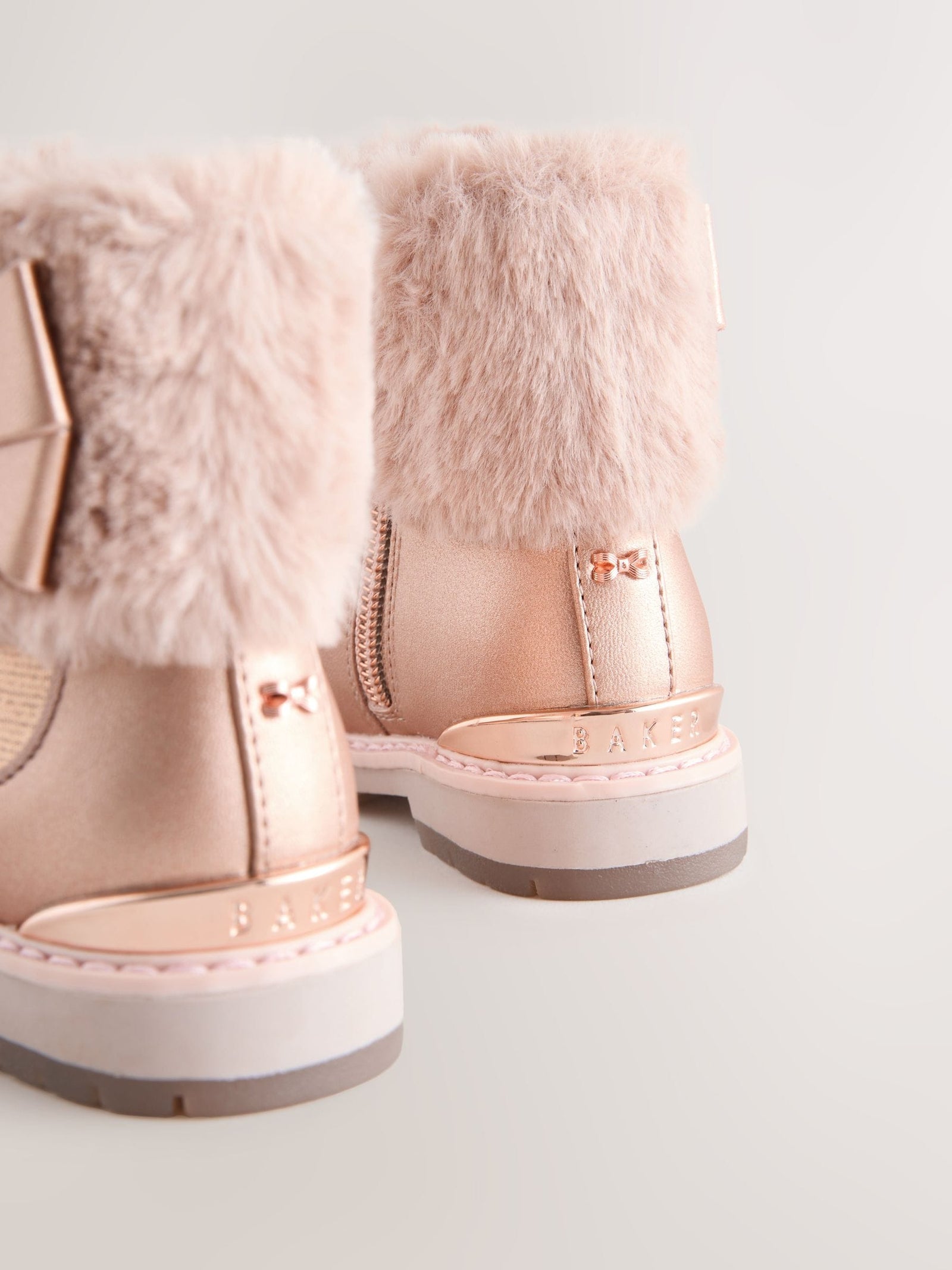 Baker by Ted Baker Girls Faux Fur Cuff Boots with Bow