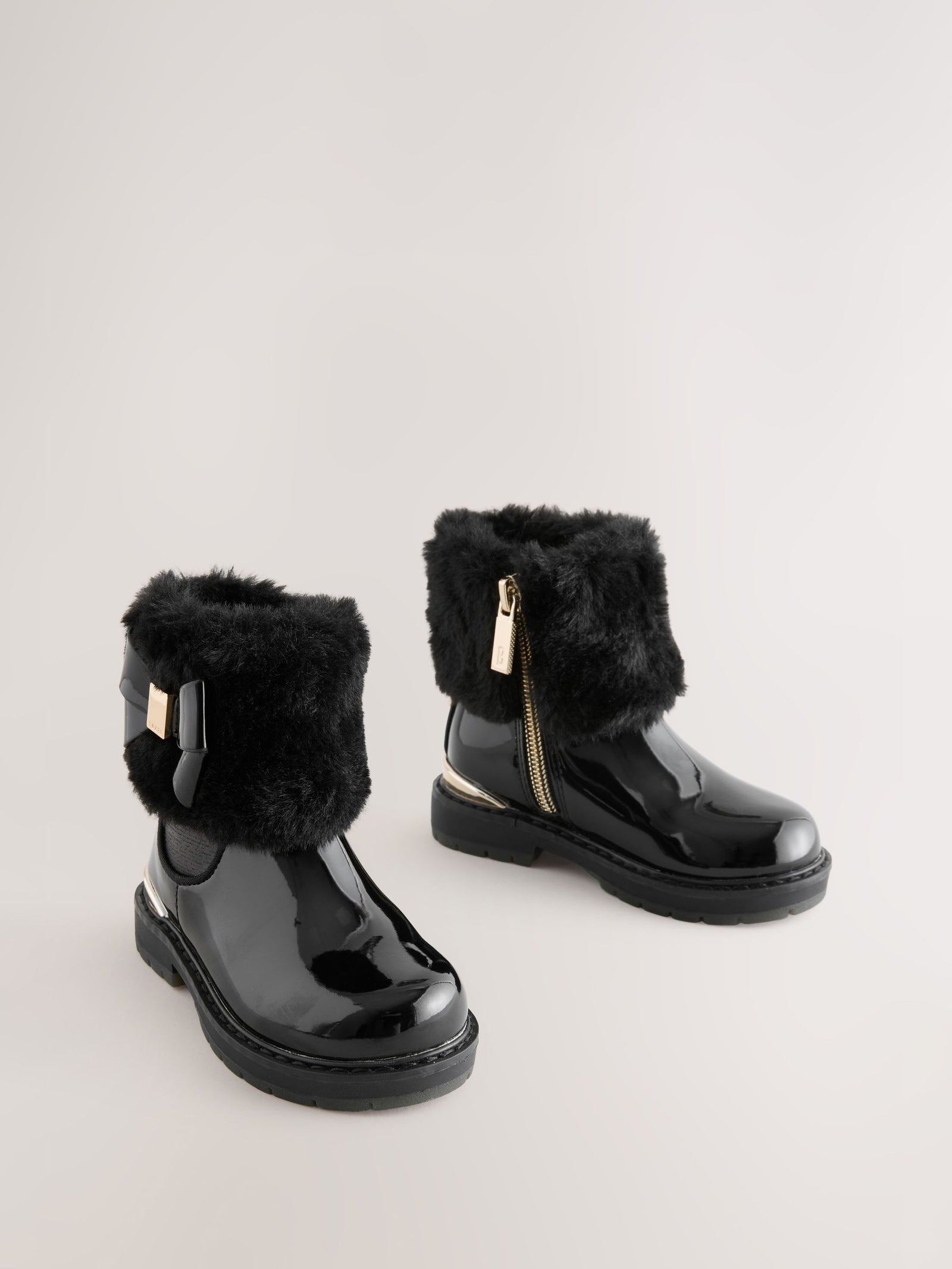 Baker by Ted Baker Girls Faux Fur Cuff Boots with Bow