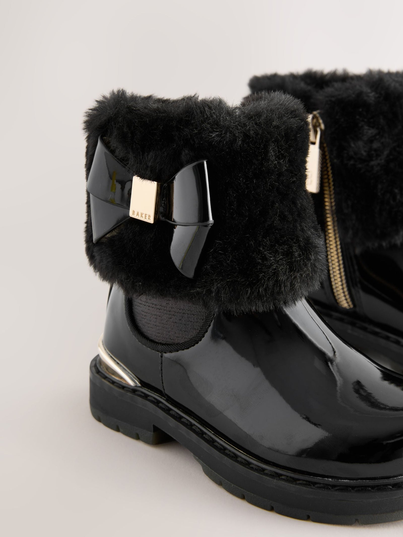 Baker by Ted Baker Girls Faux Fur Cuff Boots with Bow