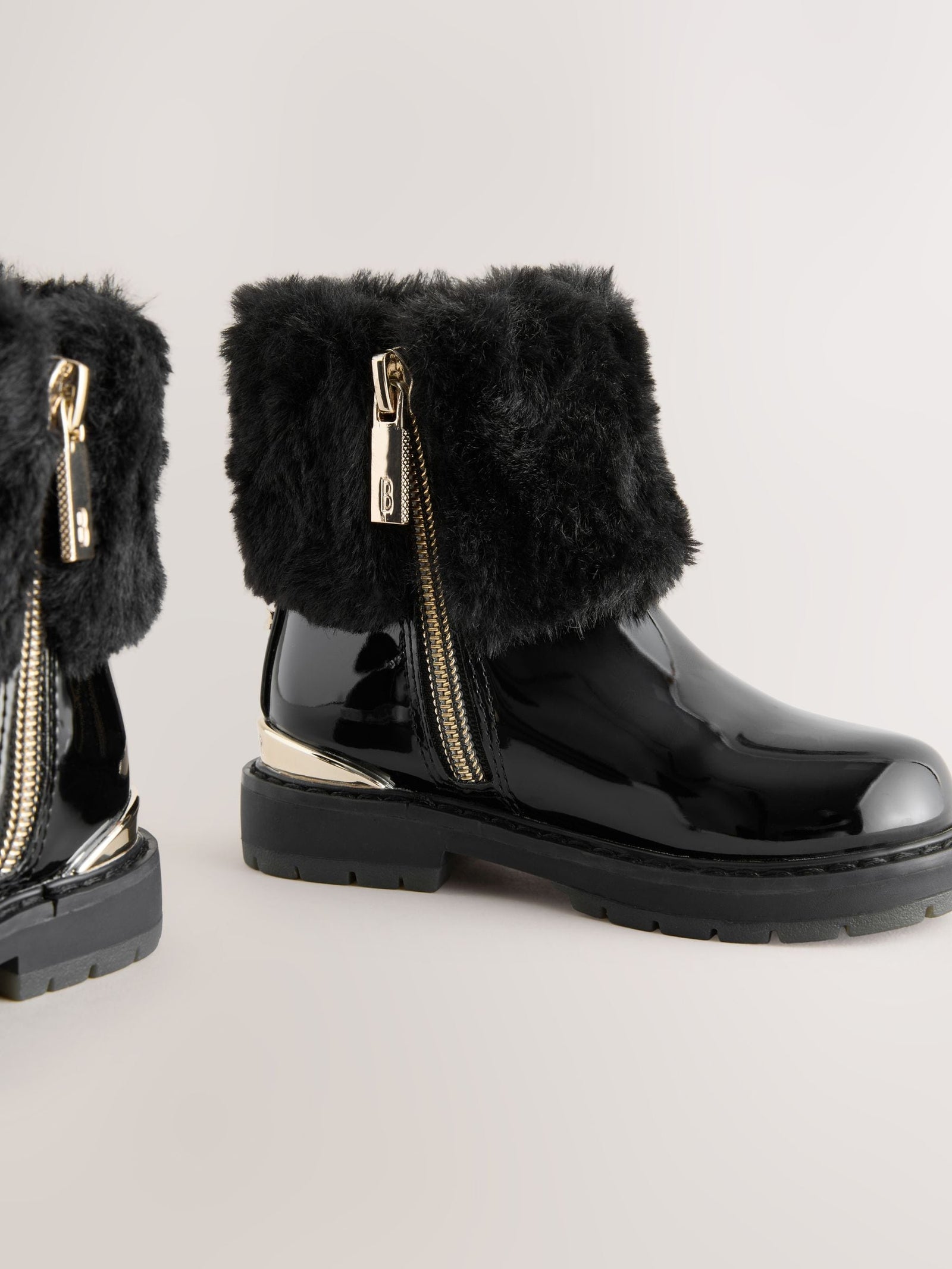Baker by Ted Baker Girls Faux Fur Cuff Boots with Bow