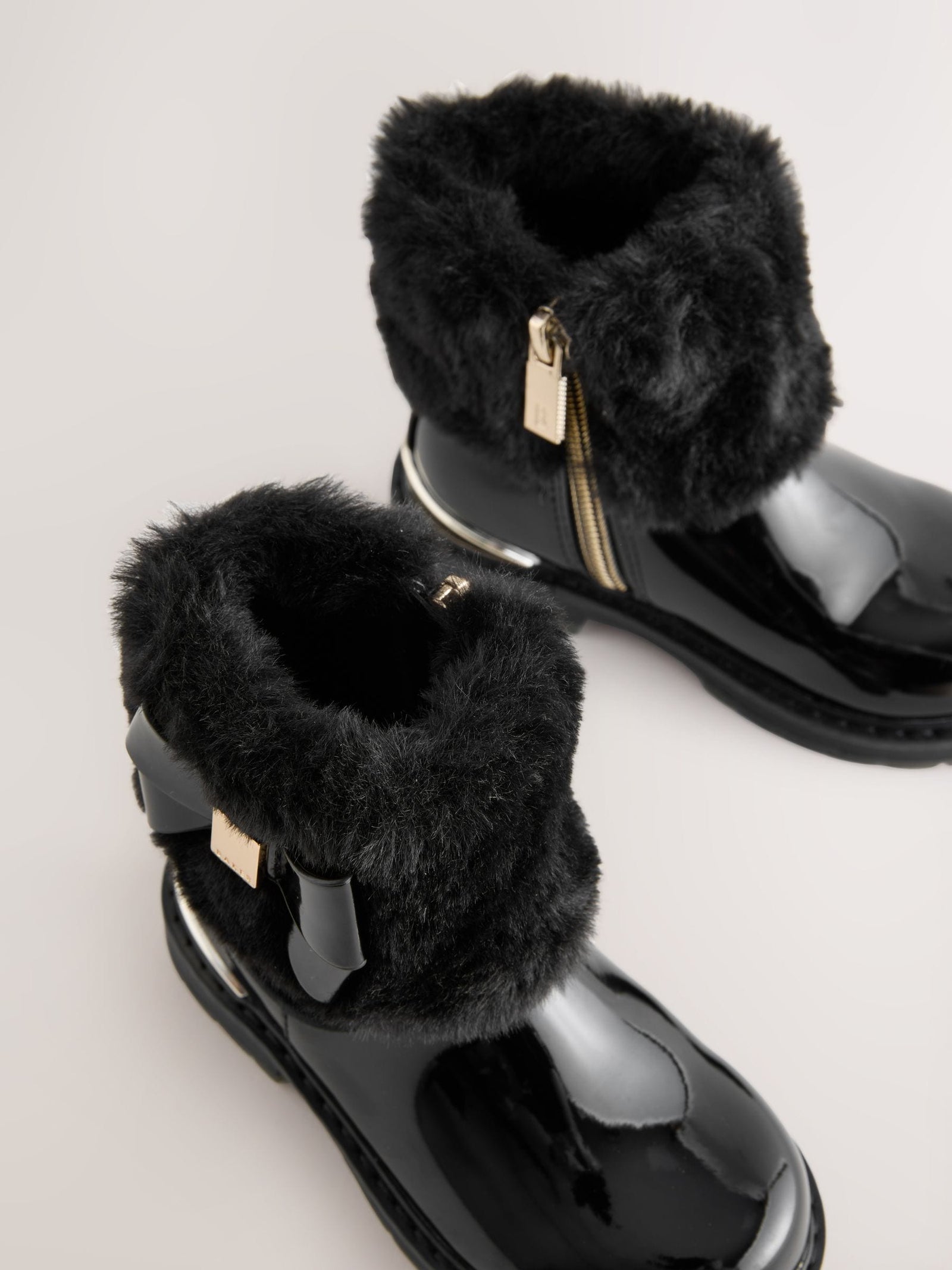 Baker by Ted Baker Girls Faux Fur Cuff Boots with Bow