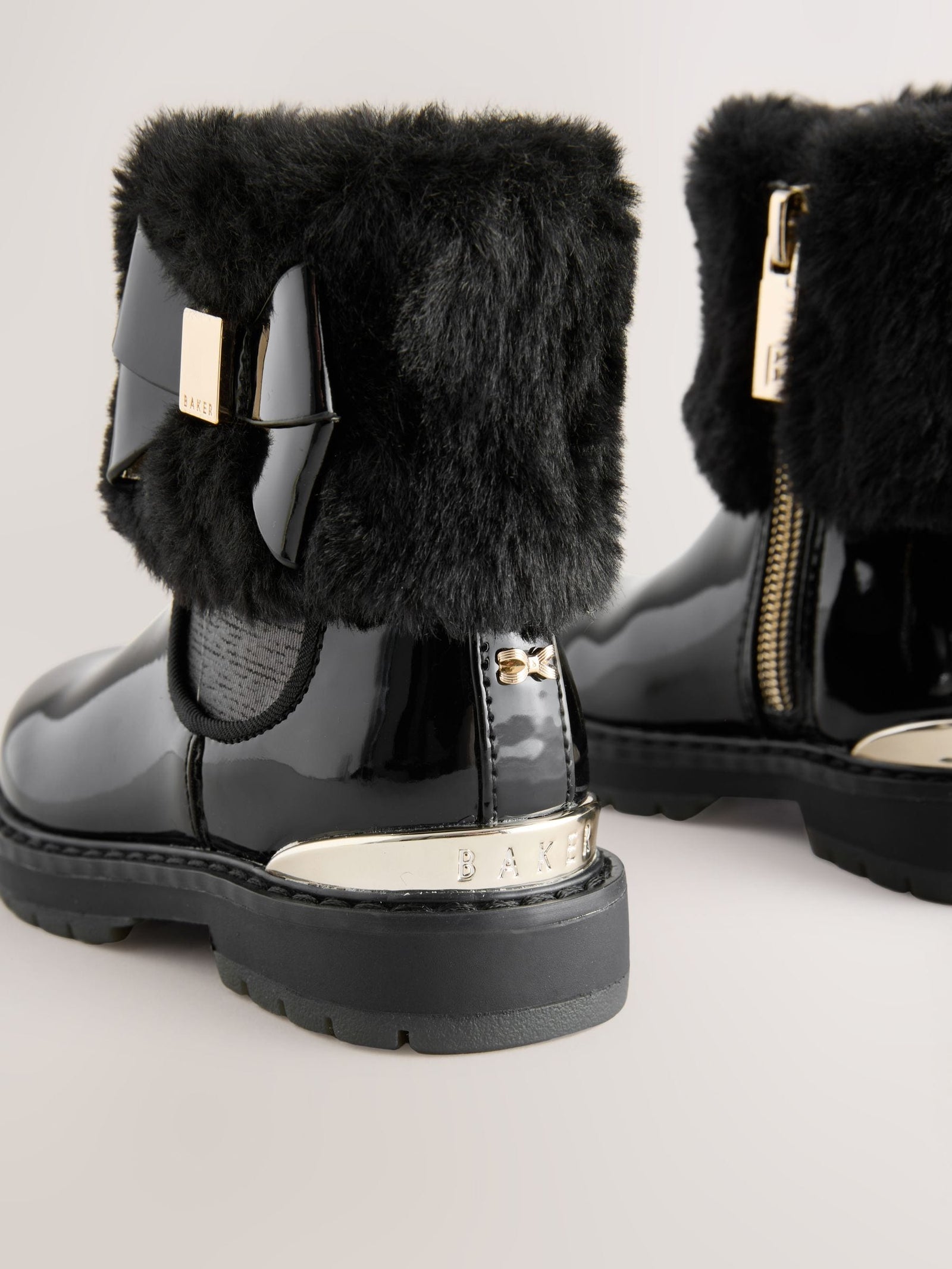 Baker by Ted Baker Girls Faux Fur Cuff Boots with Bow