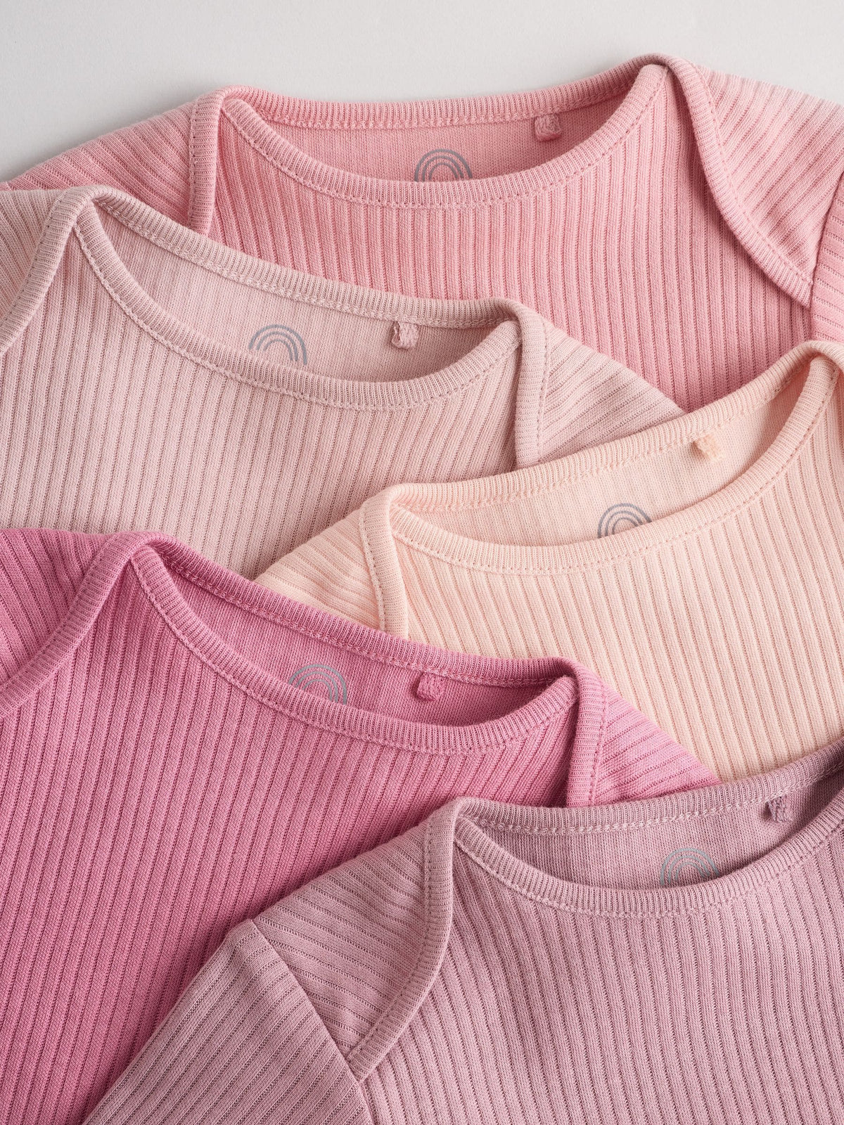 Pink 5 Pack Long Sleeve Baby Bodysuits