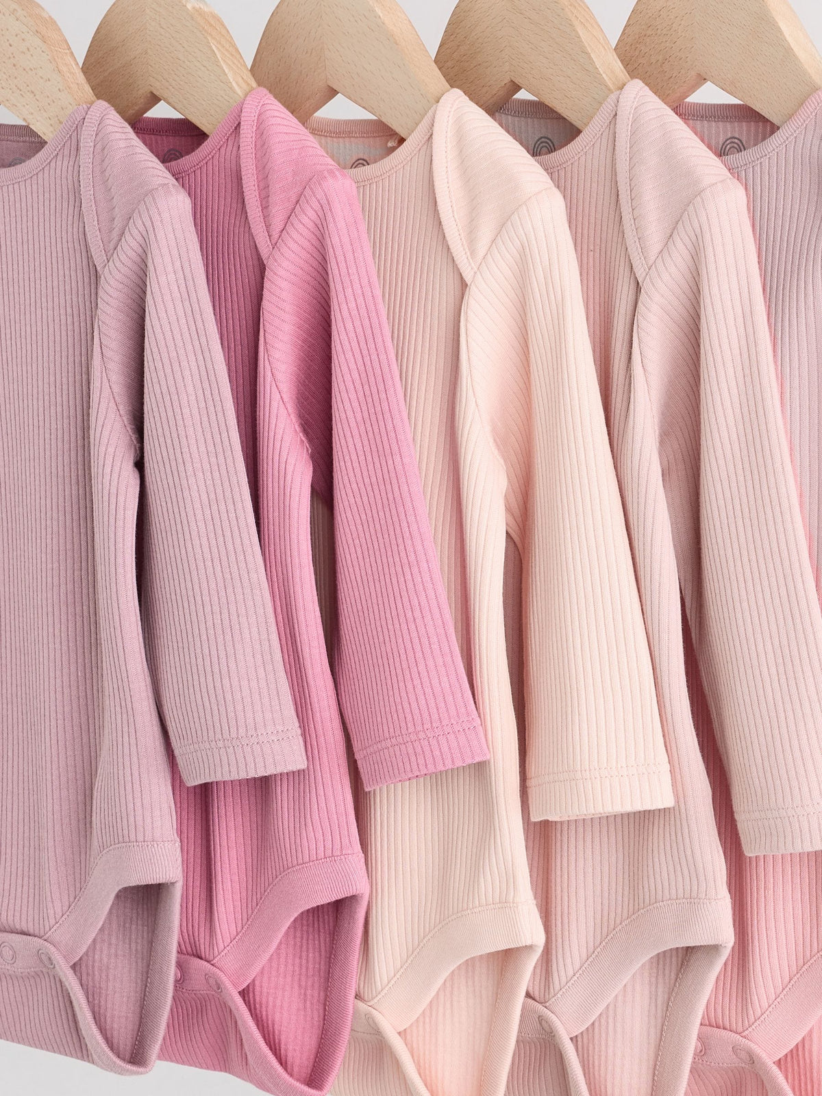Pink 5 Pack Long Sleeve Baby Bodysuits