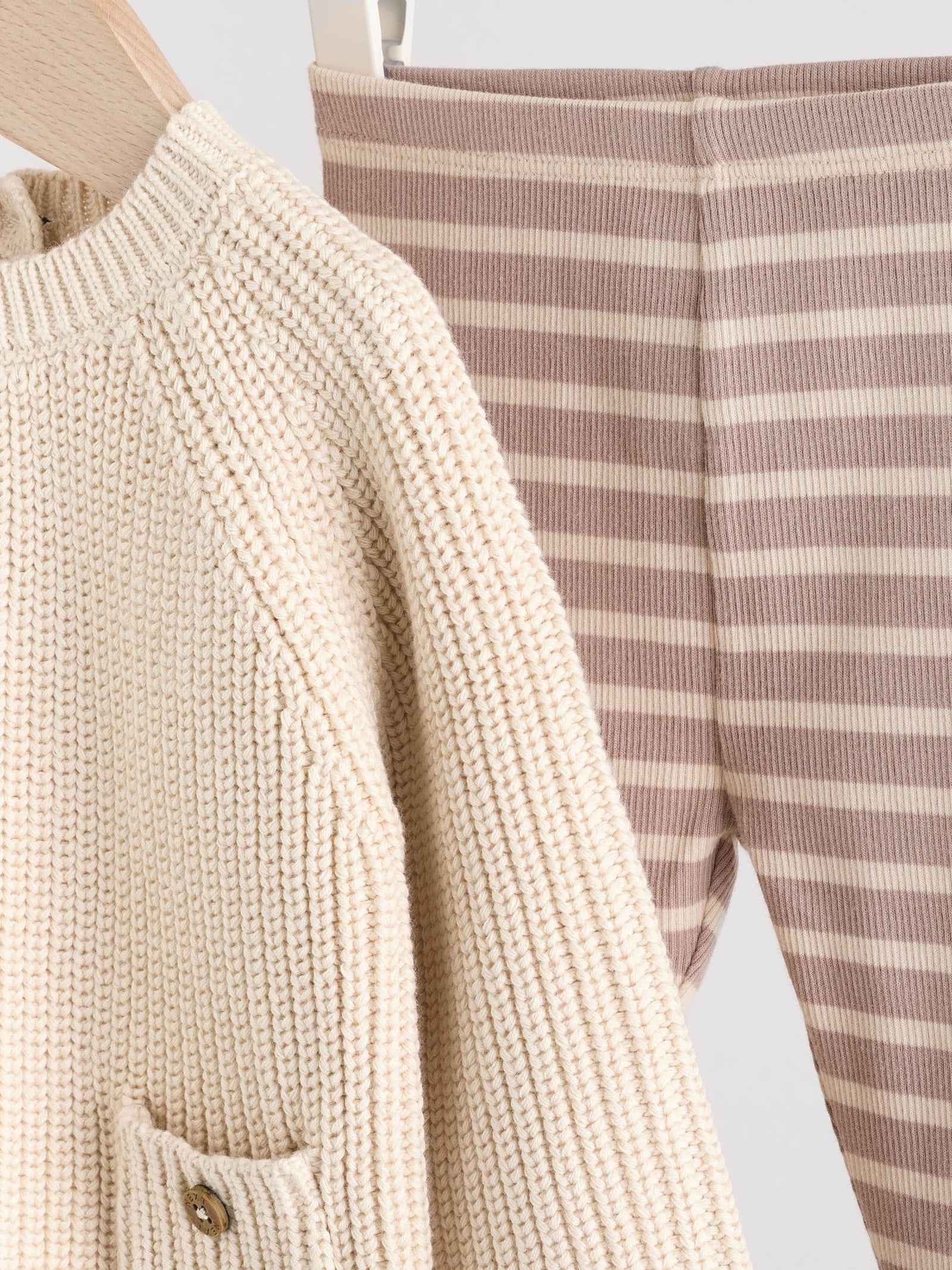 Neutral Stripe Baby Knitted Jumper and Leggings Set (0mths-2yrs)