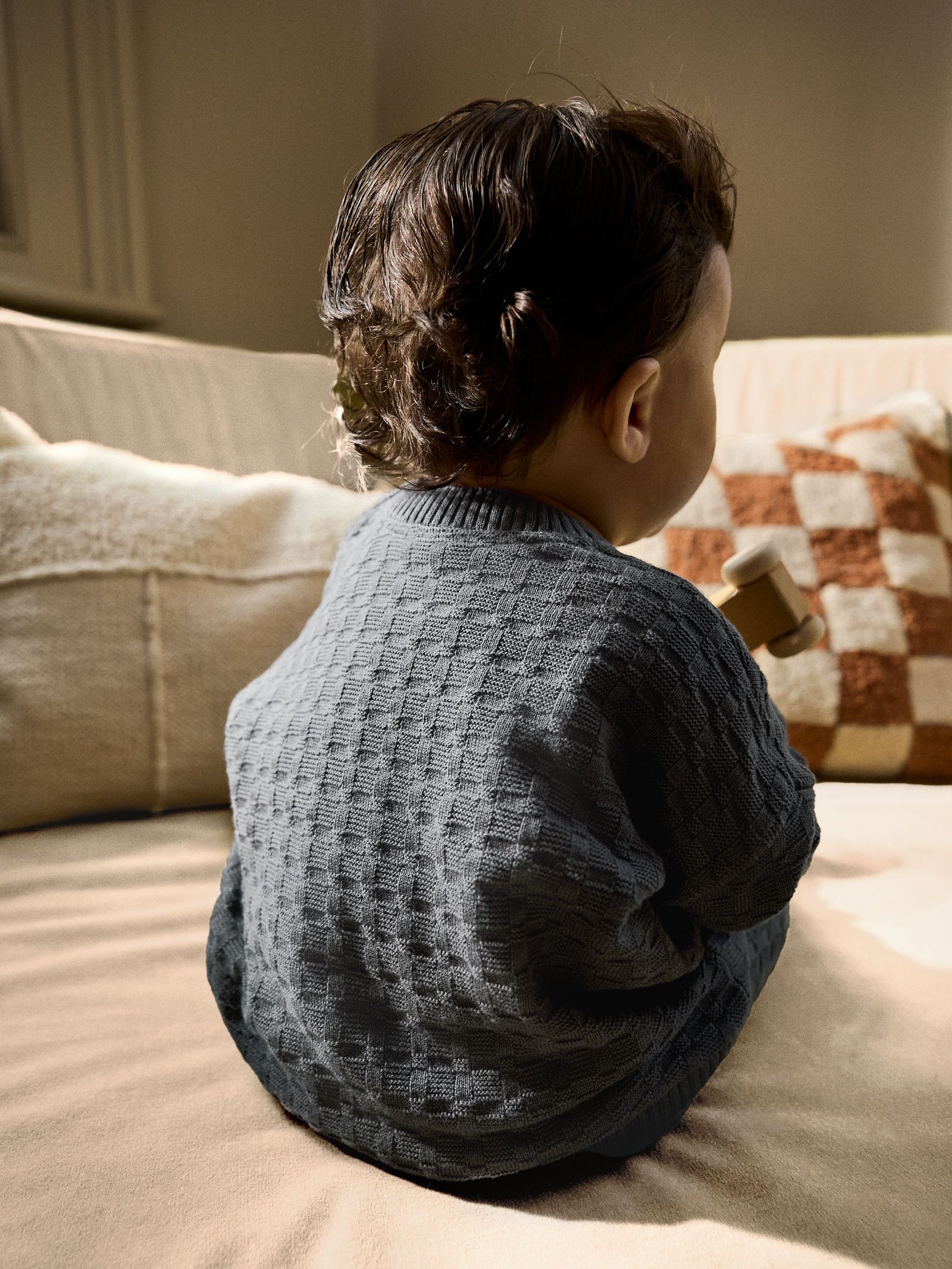 Charcoal Grey Baby Textured Knitted 100% Cotton Jumper and Leggings Set (0mths-3yrs)