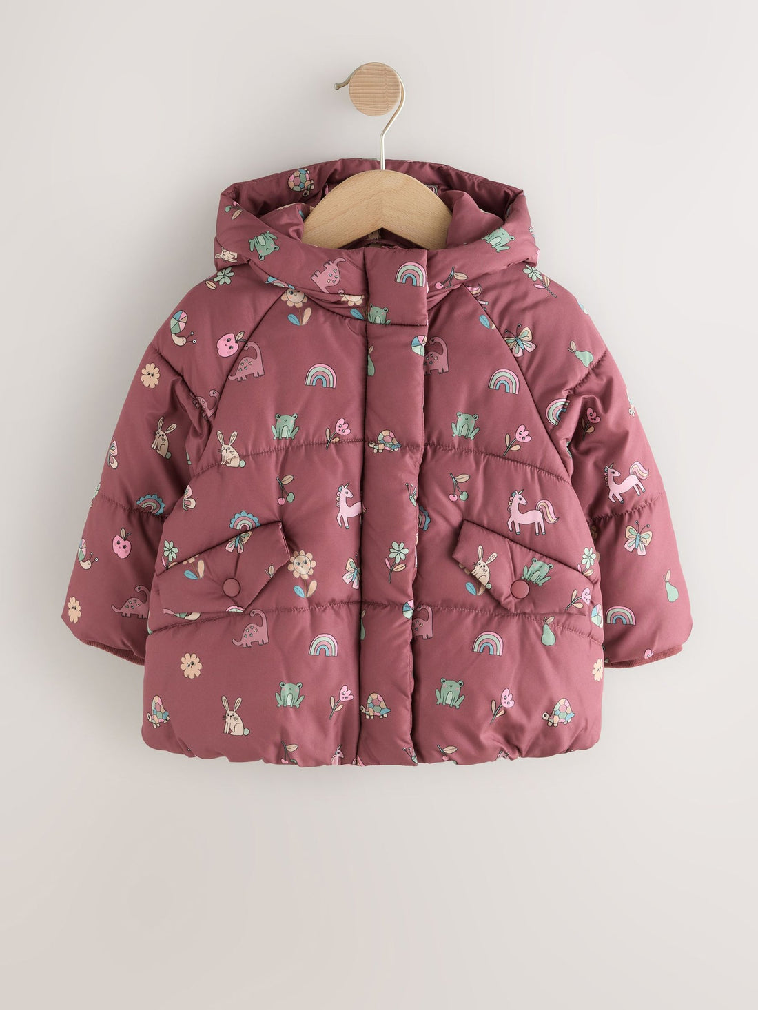 Burgundy Red Shower Resistant Faux Fur Lined Padded Coat (3mths-7yrs)