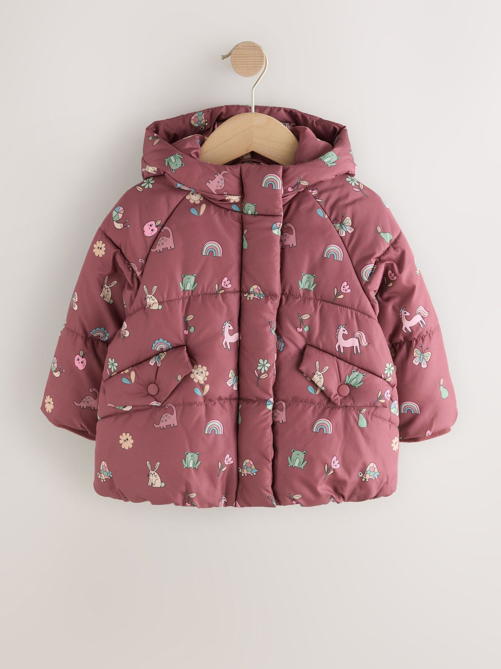 Burgundy Red Shower Resistant Faux Fur Lined Padded Coat (3mths-7yrs)